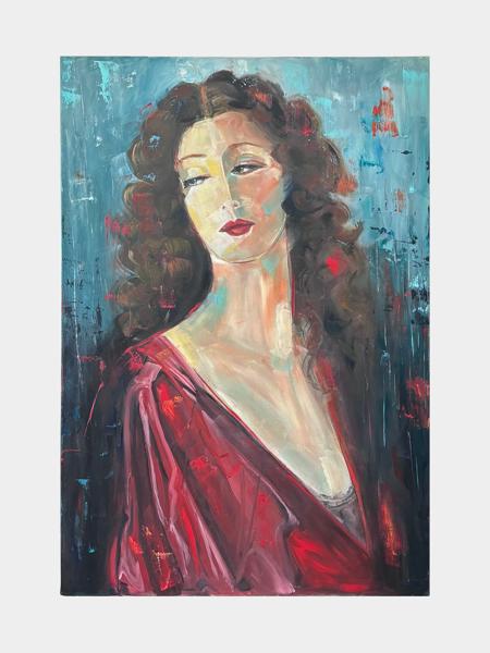 #: 12024060001<br>Subject: Portrait<br>Size: 80X120 cm<br>Frame: None<br>Medium: Oil Painting on Canvas<br>Year: 2024<br>For Sale