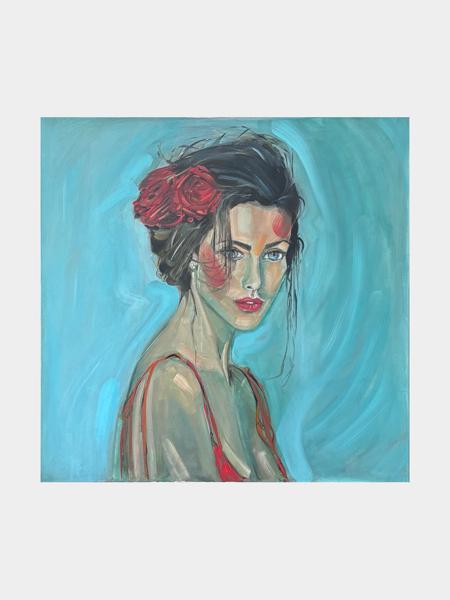 #: 12024060008<br>Subject: Portrait<br>Size: 80X80 cm<br>Frame: None<br>Medium: Oil Painting on Canvas<br>Year: 2023<br>For Sale