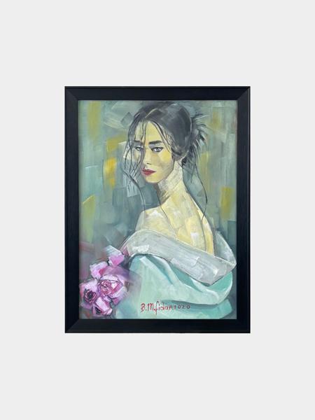 #: 12024060009<br>Subject: Portrait<br>Size: 57X77 cm<br>Frame: Framed<br>Medium: Oil Painting on Canvas<br>Year: 2020<br>For Sale