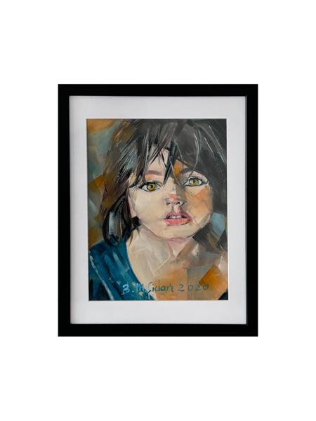 #: 12024060020<br>Subject: Portrait<br>Size: 33X43 cm<br>Frame: Framed<br>Medium: Oil Painting on Paper<br>Year: 2020<br>For Sale