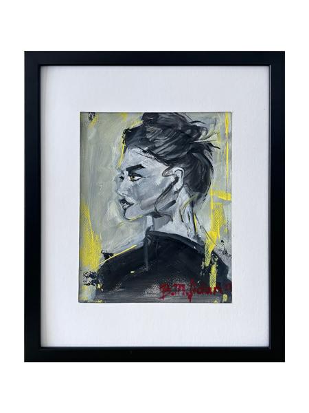 #: 12024060036<br>Subject: Portrait<br>Size: 33X43 cm<br>Frame: Framed<br>Medium: Oil Painting on Paper<br>Year: 2022<br>For Sale