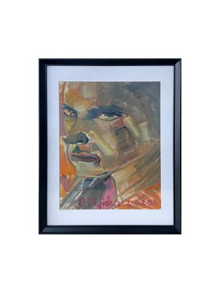 #: 12024060040<br>Subject: Portrait<br>Size: 32X42 cm<br>Frame: Framed<br>Medium: Oil Painting on Paper<br>Year: 2020<br>For Sale